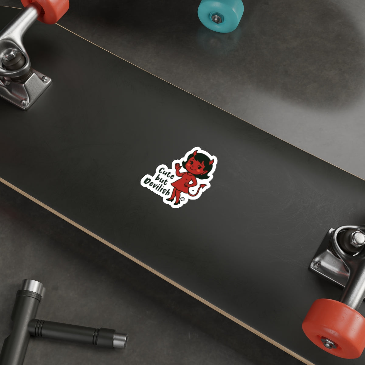 Cute But Devilish Sticker for Skateboard Product
