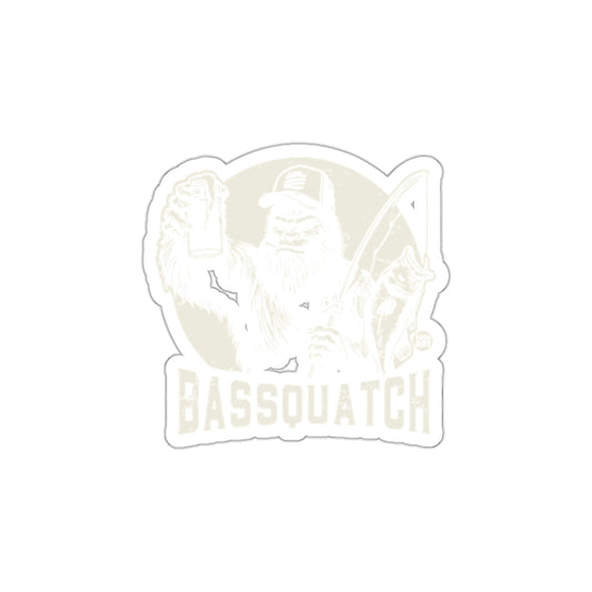 Bassquatch Fishing Themed Sticker Fun Design