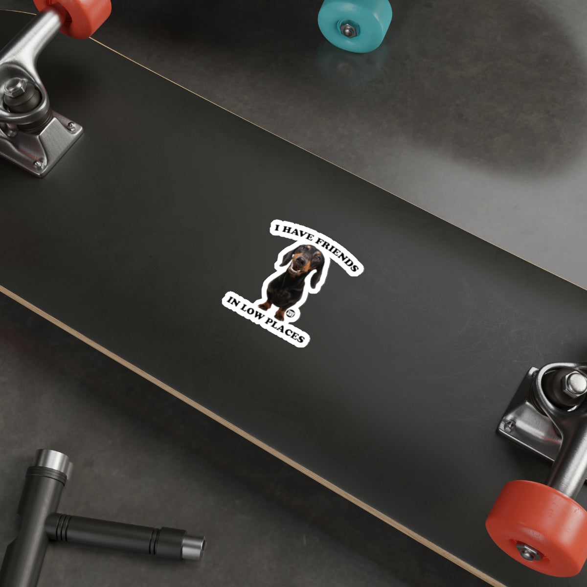 I Have Friends In Low Places Dog Skateboard Sticker