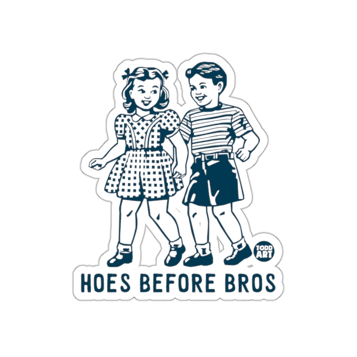 Hoes Before Bros Retro Style Sticker