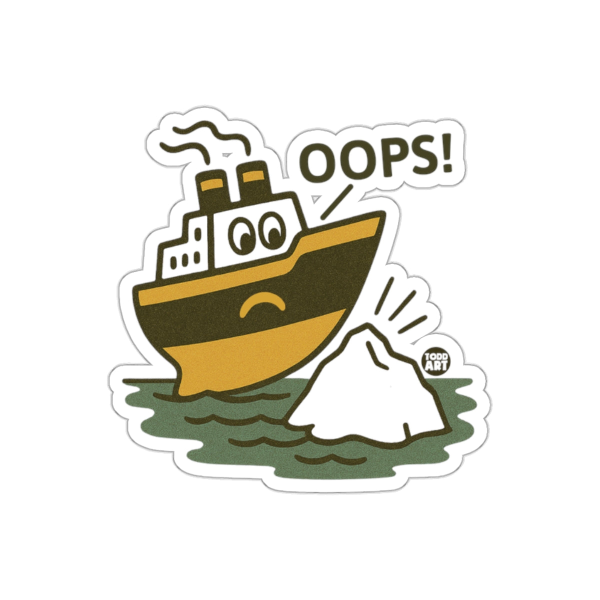 Oops Ship Hitting an Iceberg Funny Sticker for Laptops