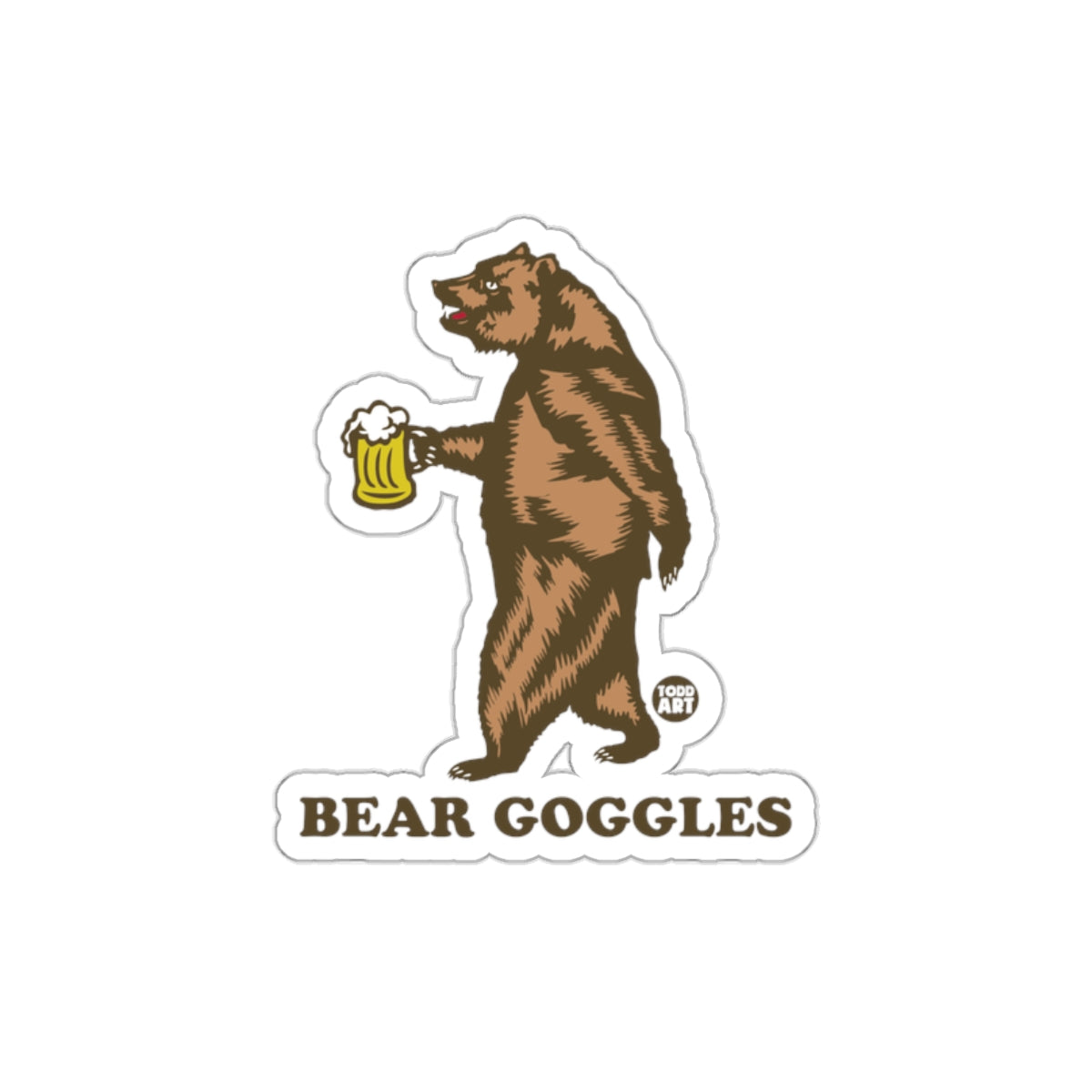 Funny Bear Holding Beer Goggles Sticker Animal Design