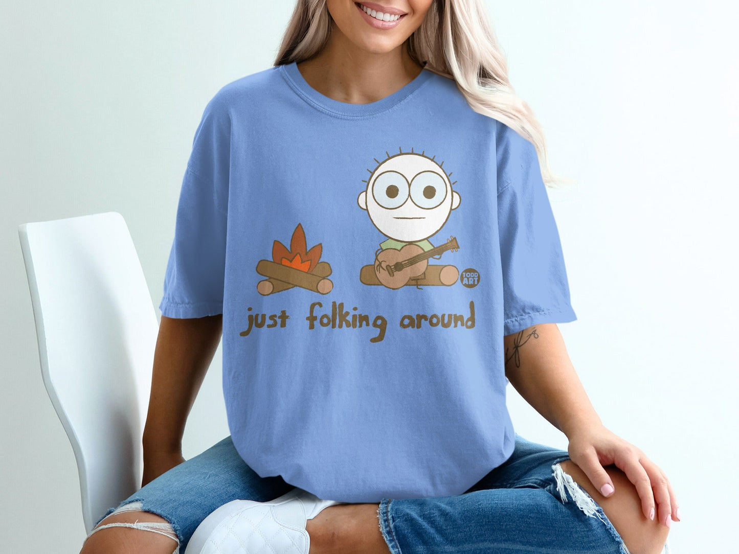 Just Folking Around Guitar Campfire Artwork Shirt