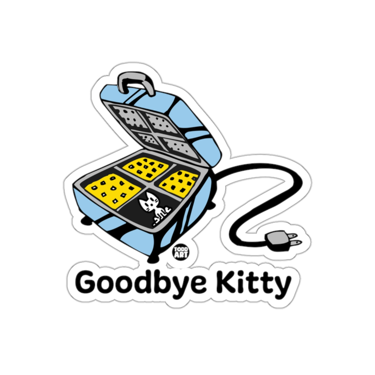 Goodbye Kitty Waffle Iron Sticker Decal Fun Art Design
