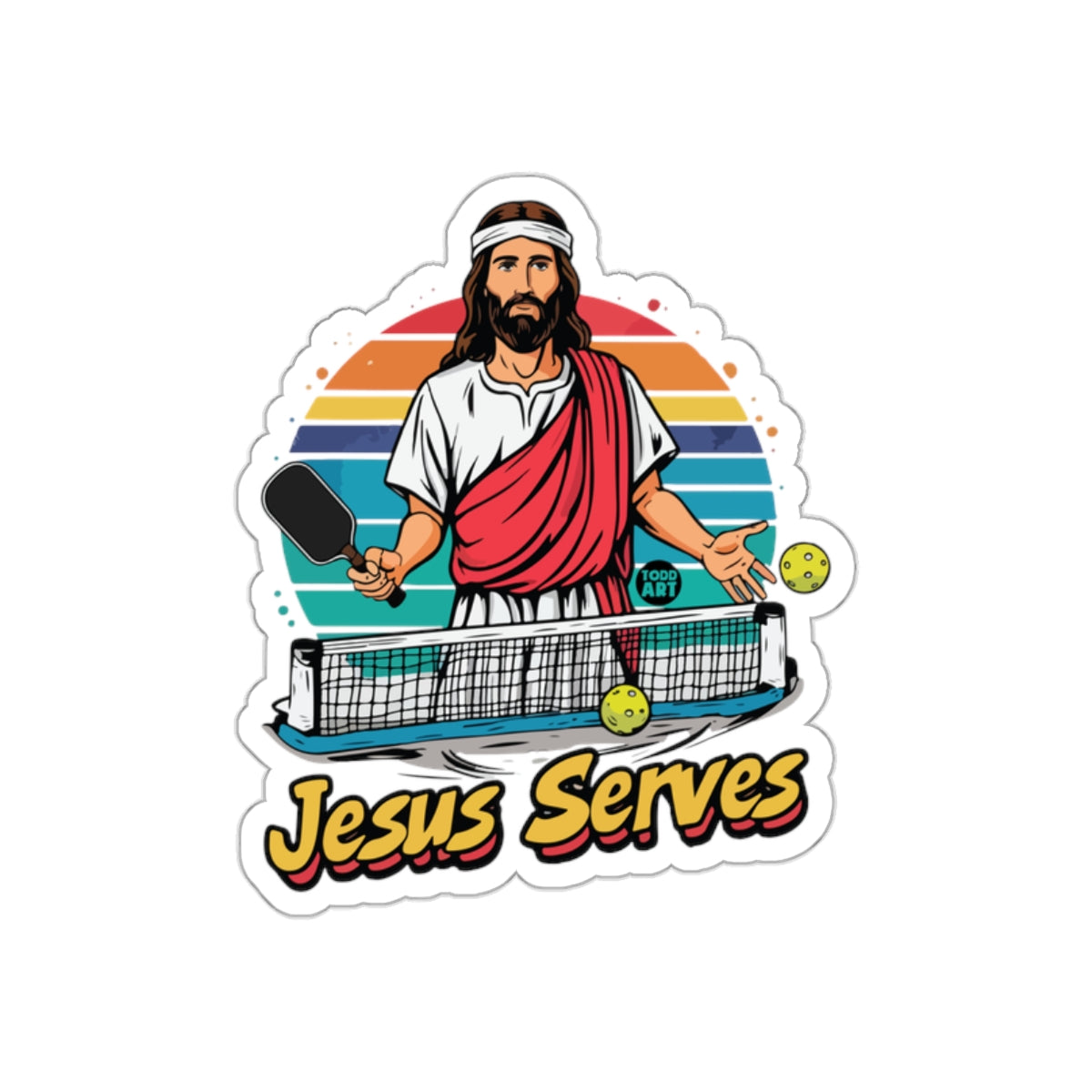 Jesus Serves Funny Pickleball Sticker Unique Gift