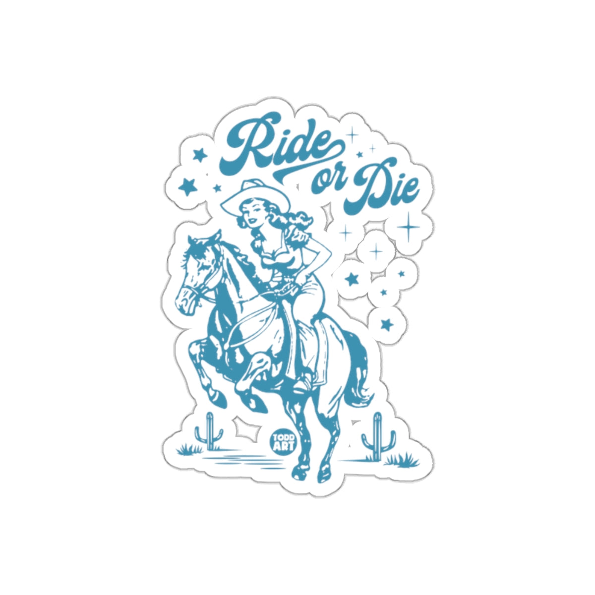 Ride or Die Cowgirl on Horse Sticker For Decoration