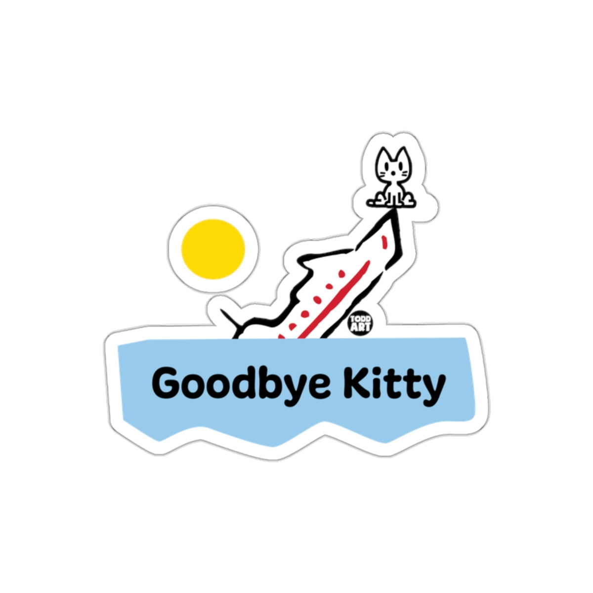 Goodbye Kitty with Sun and Ship Sticker