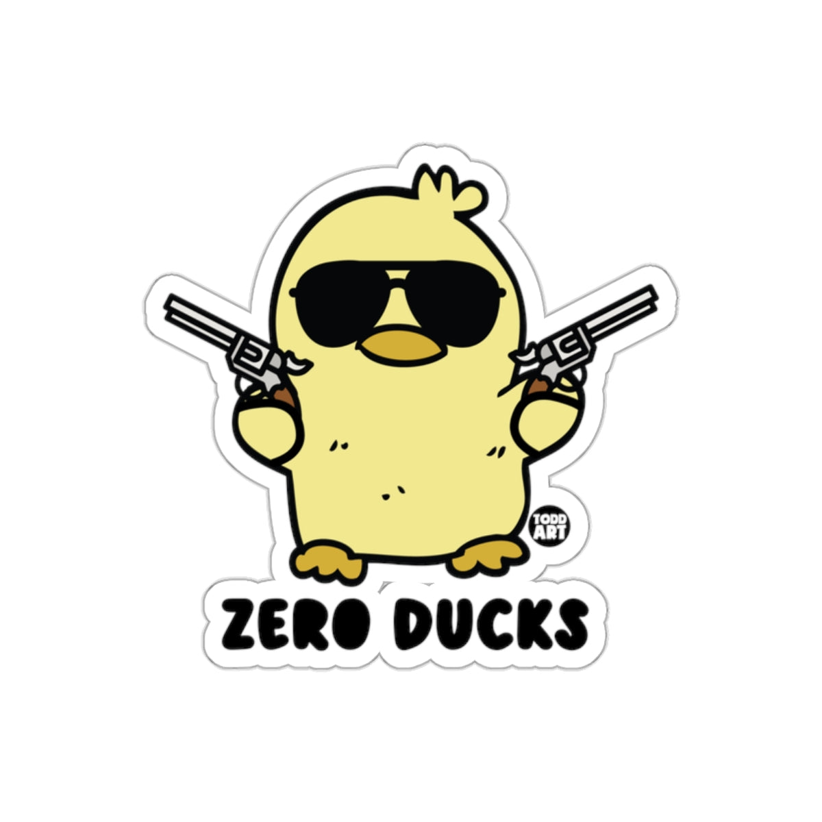 Zero Ducks Sunglasses Duck with Guns Sticker