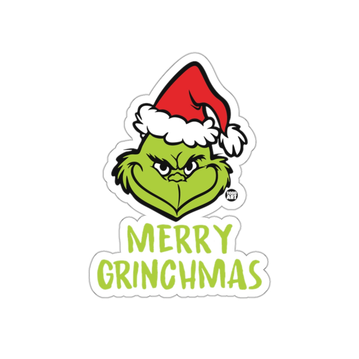 Merry Grinchmas Sticker with Santa Hat Design