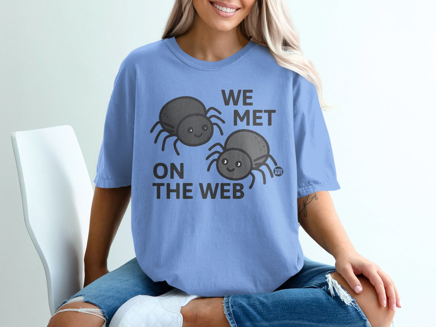 We Met On The Web Cute Spider Graphic T-Shirt