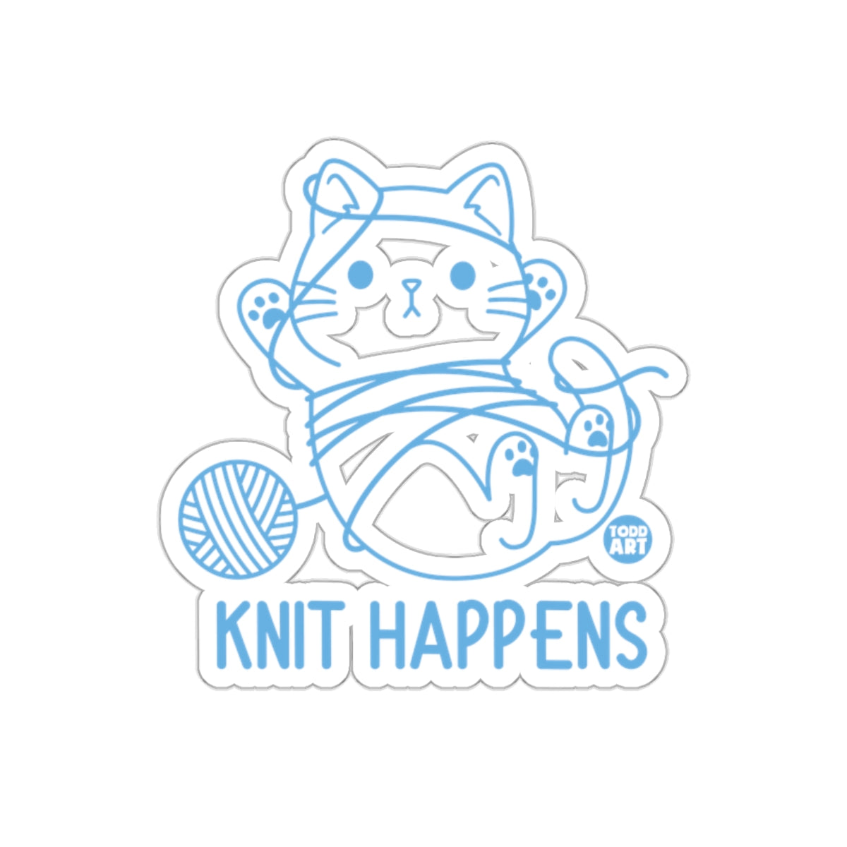 Knit Happens Cat Sticker Perfect for Crafters