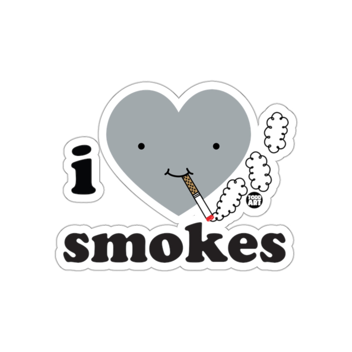 I Love Smokes Cute Heart Emoji Sticker Design