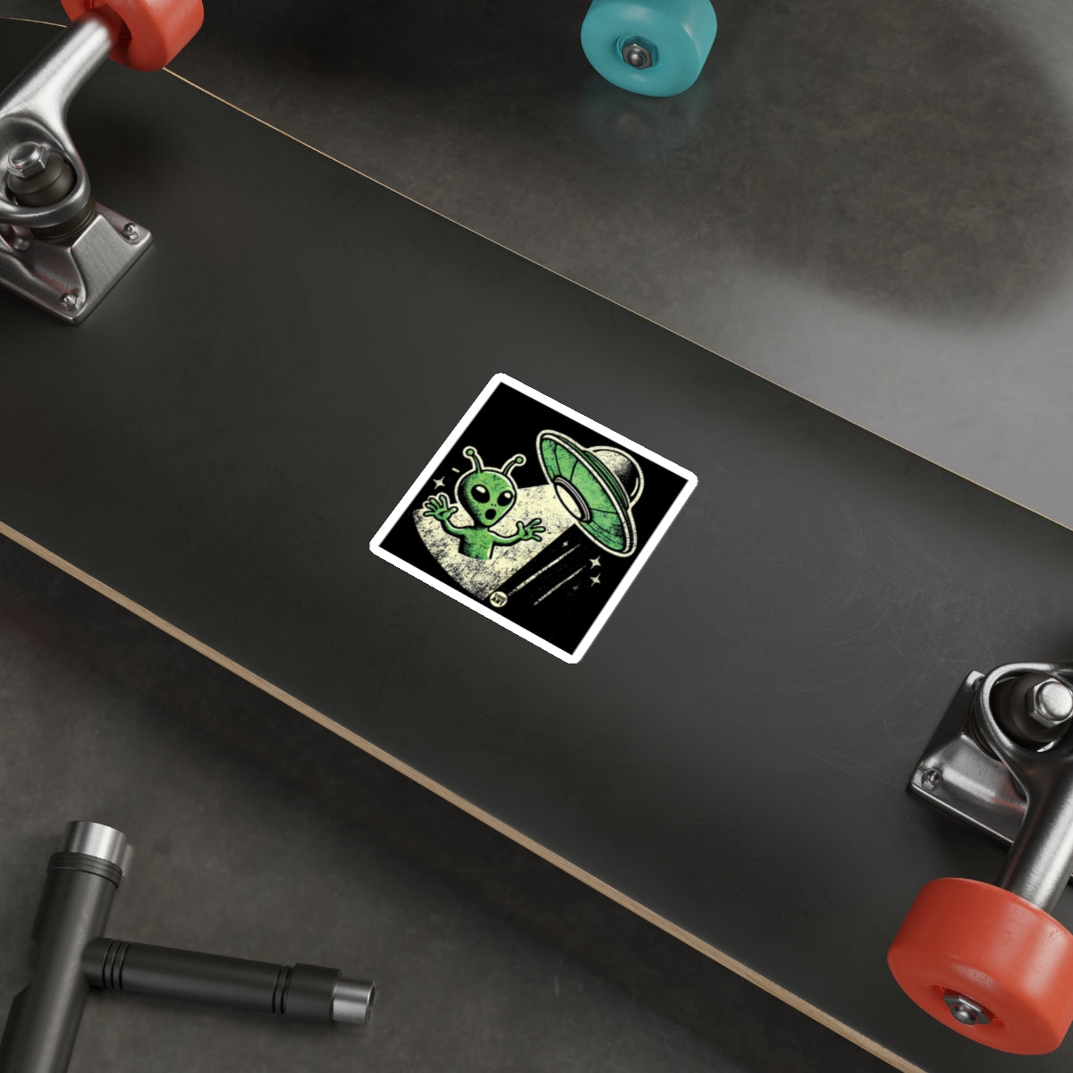 Alien Abduction Cartoon Graphic Sticker for Your Board