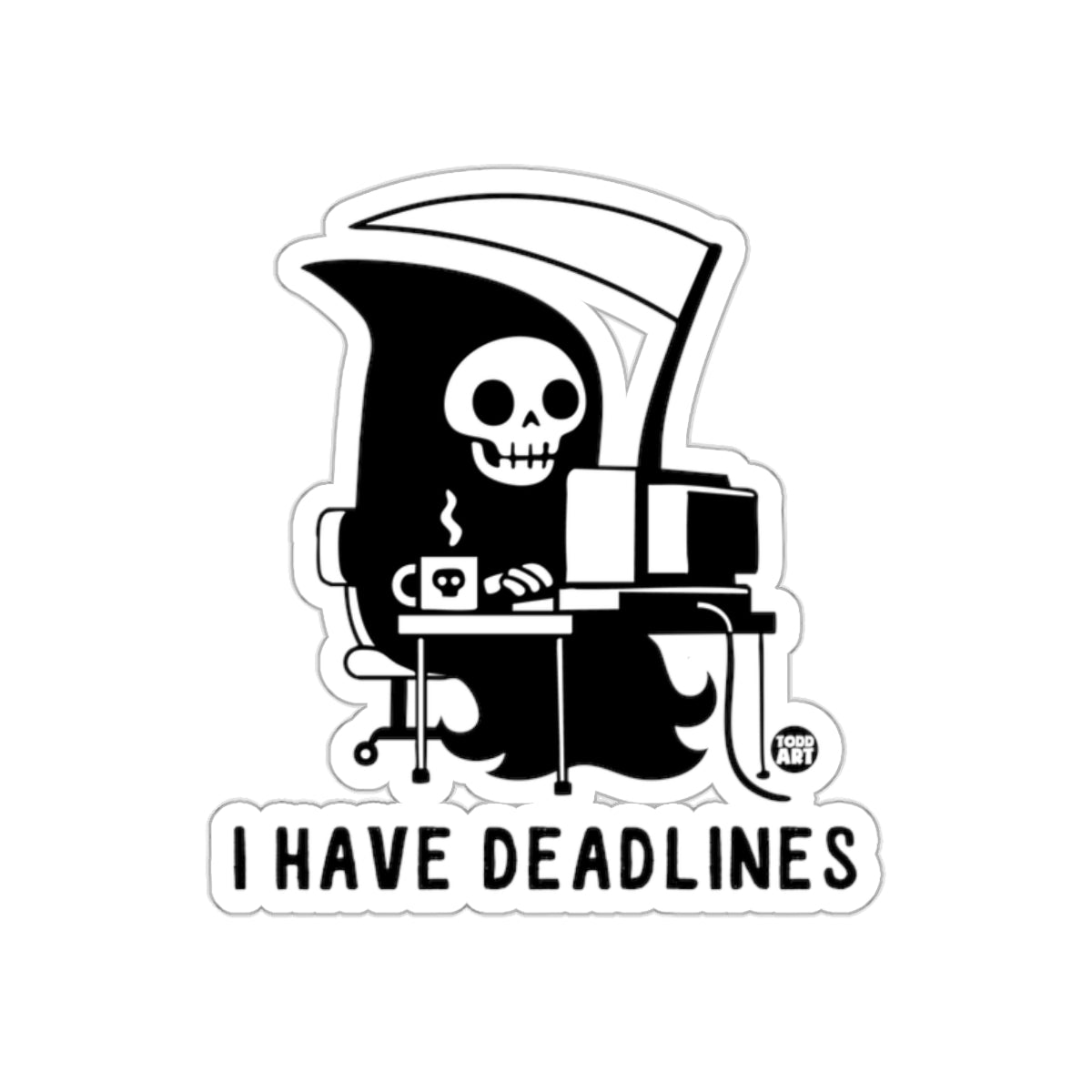 Grim Reaper I Have Deadlines Sticker for Laptops