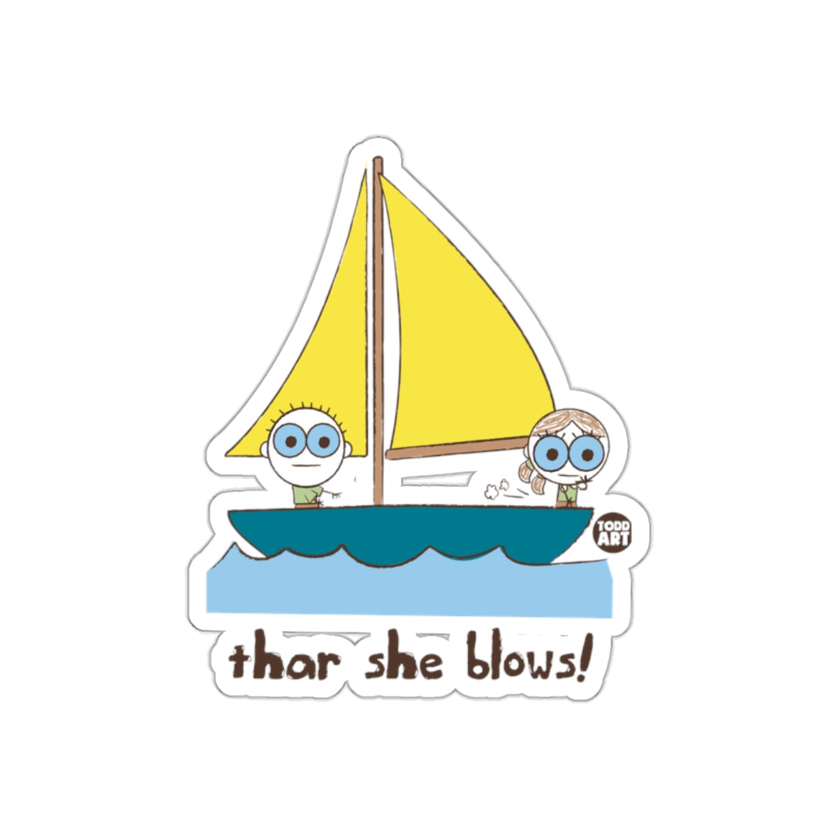 Thar She Blows Todd Art Blue Sailing Boat Sticker