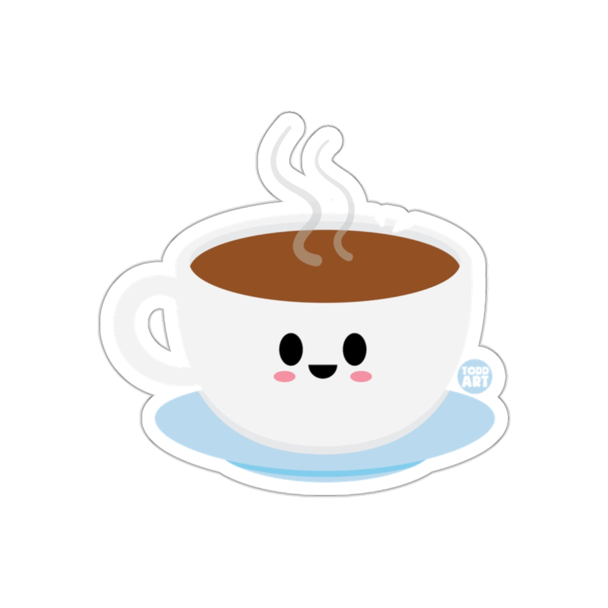 Cute Smiling Coffee Cup Design Sticker for Decoration