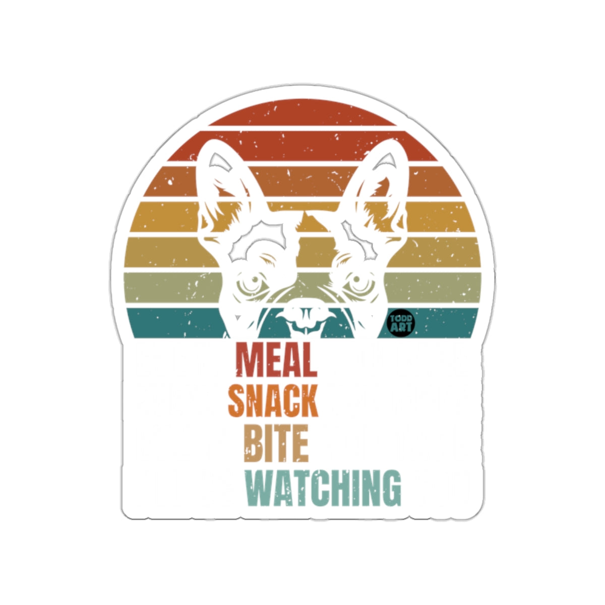Meal Snack Bite Watching Dog Sticker Retro Design
