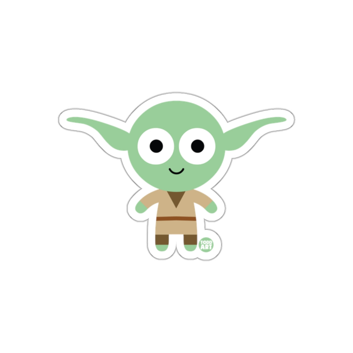 Adorable Green Alien Character Cartoon Sticker Product