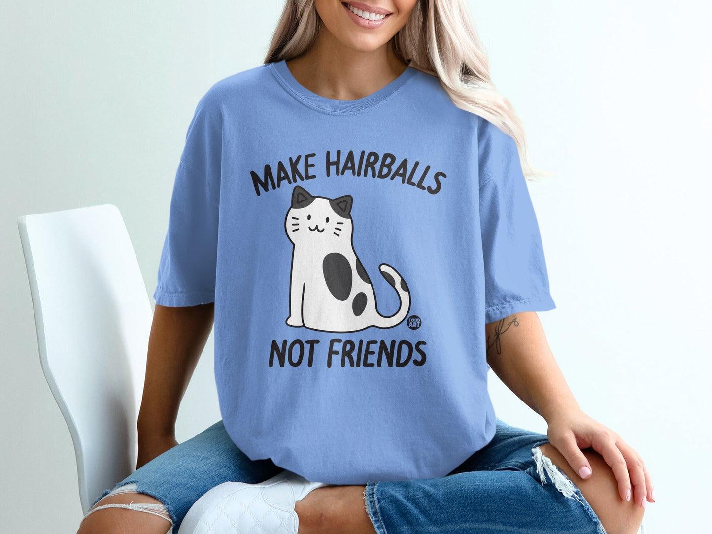 Make Hairballs Not Friends Cat Graphic T-Shirt