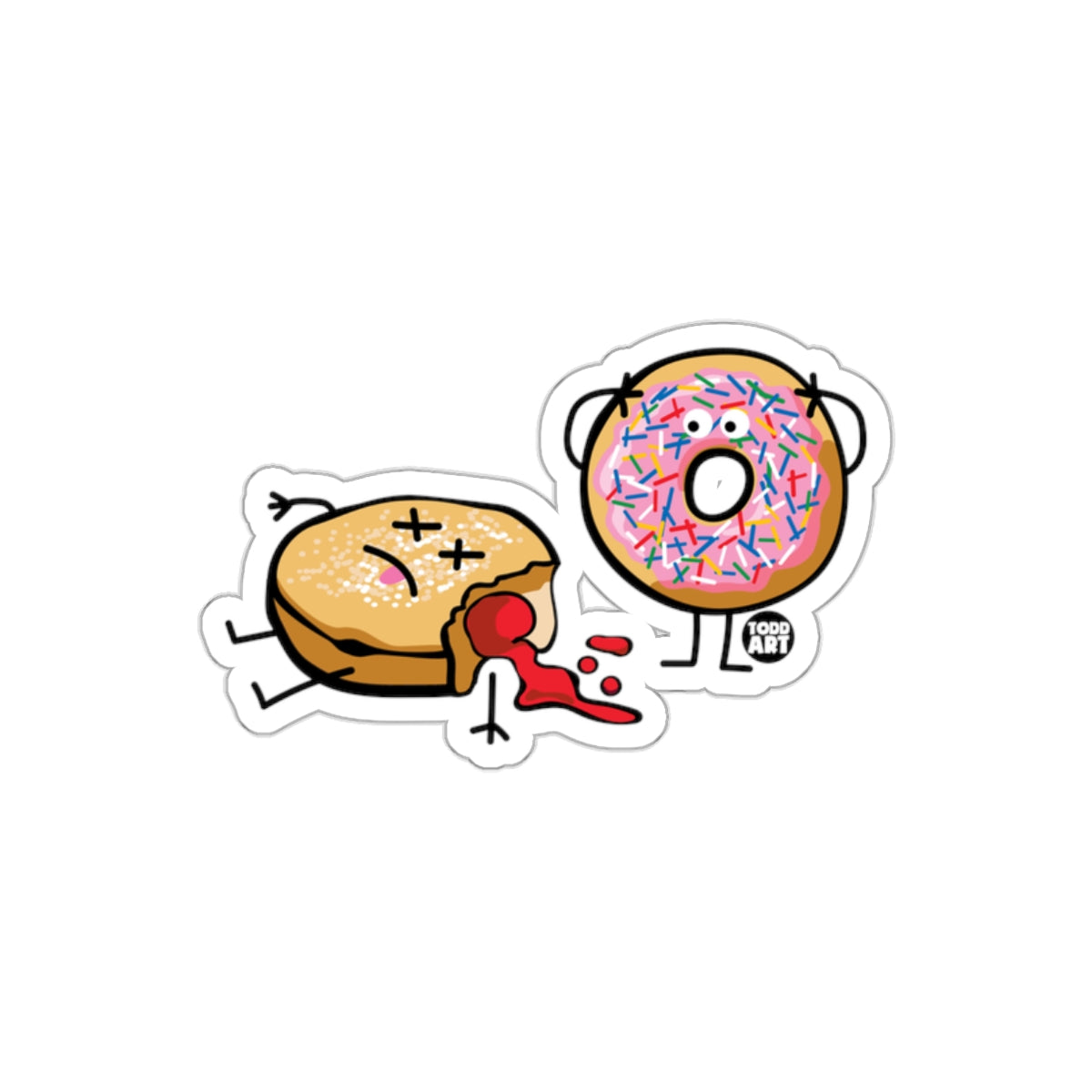 Cartoon Donut and Burger Food Battle Sticker