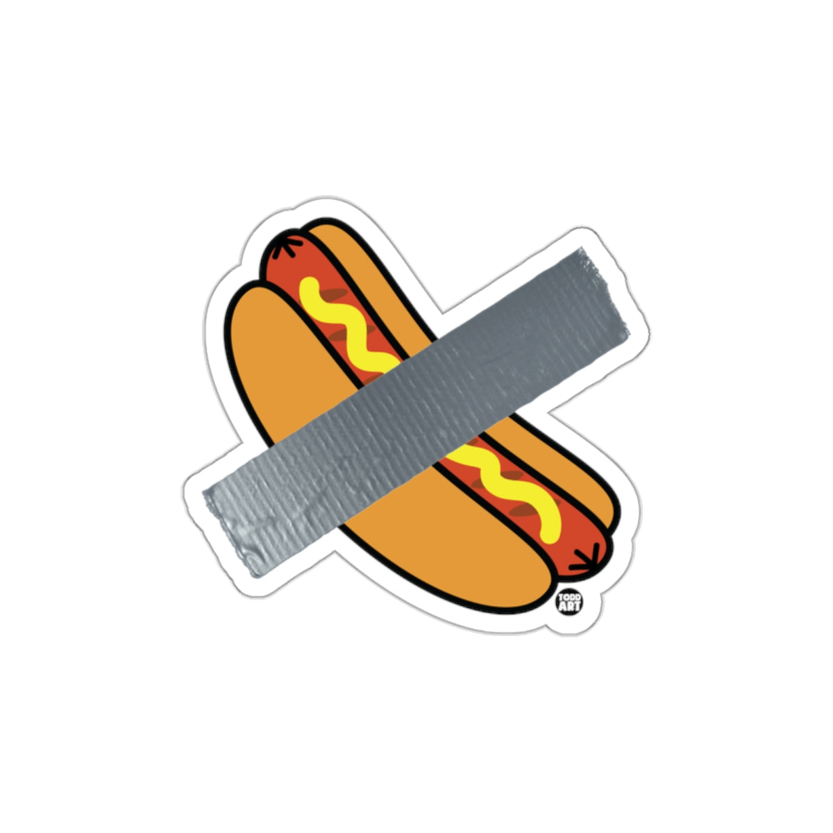 Hot Dog with Duct Tape Funny Food Art Sticker