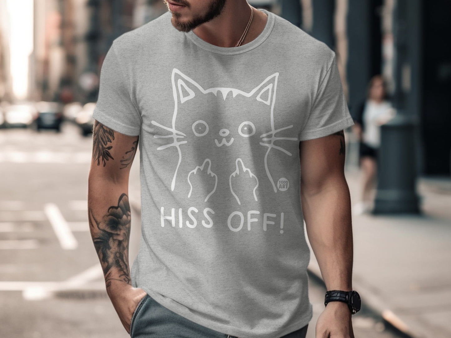 Hiss Off Cat Graphic T-Shirt for Bold Attitude