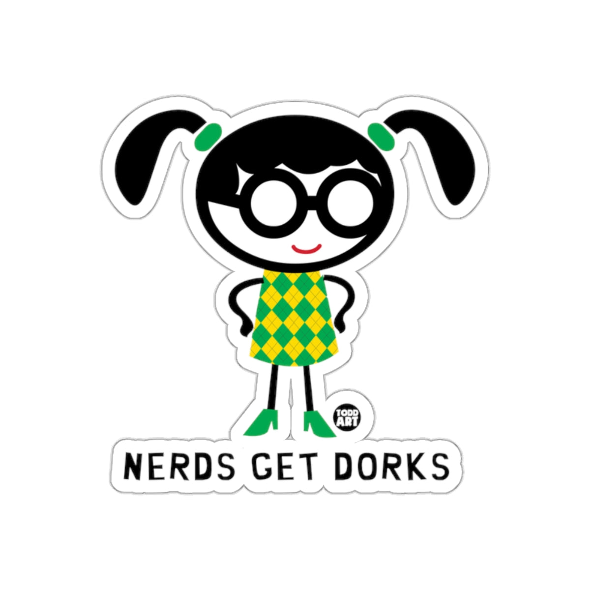 Nerds Get Dorks Illustration Sticker with Glasses