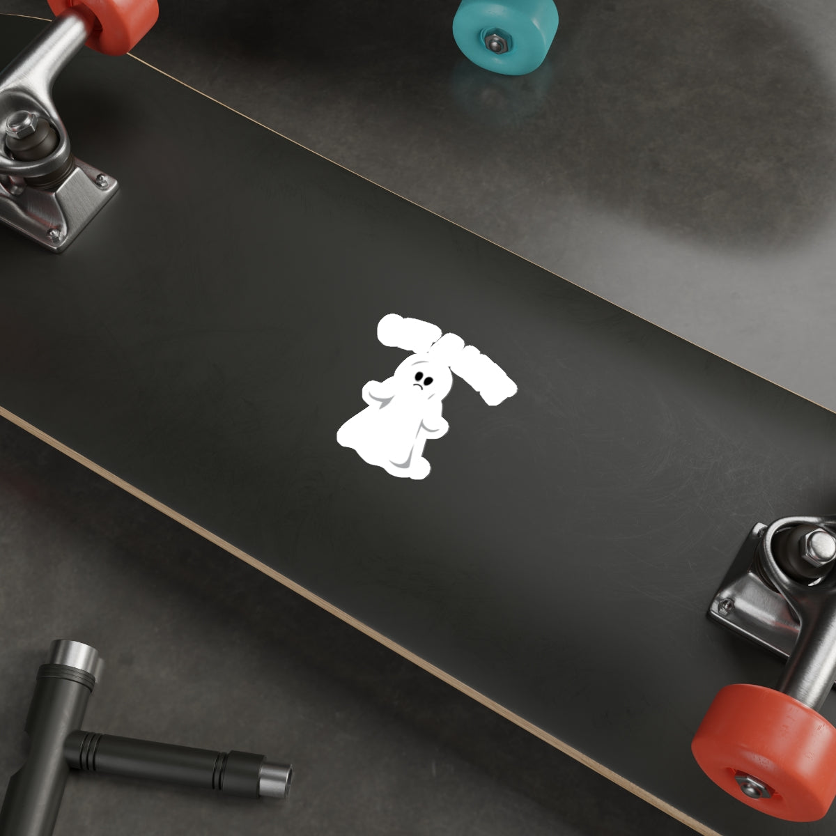 Cute Ghost with Skateboards Sticker for Customizable Fun