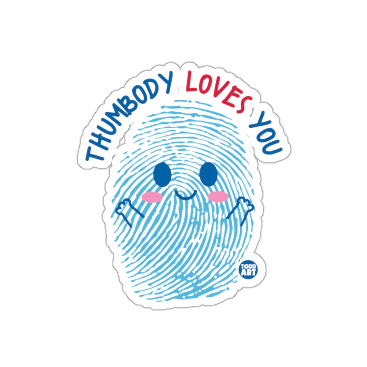 Thumbody Loves You Cute Fingerprint Character Sticker