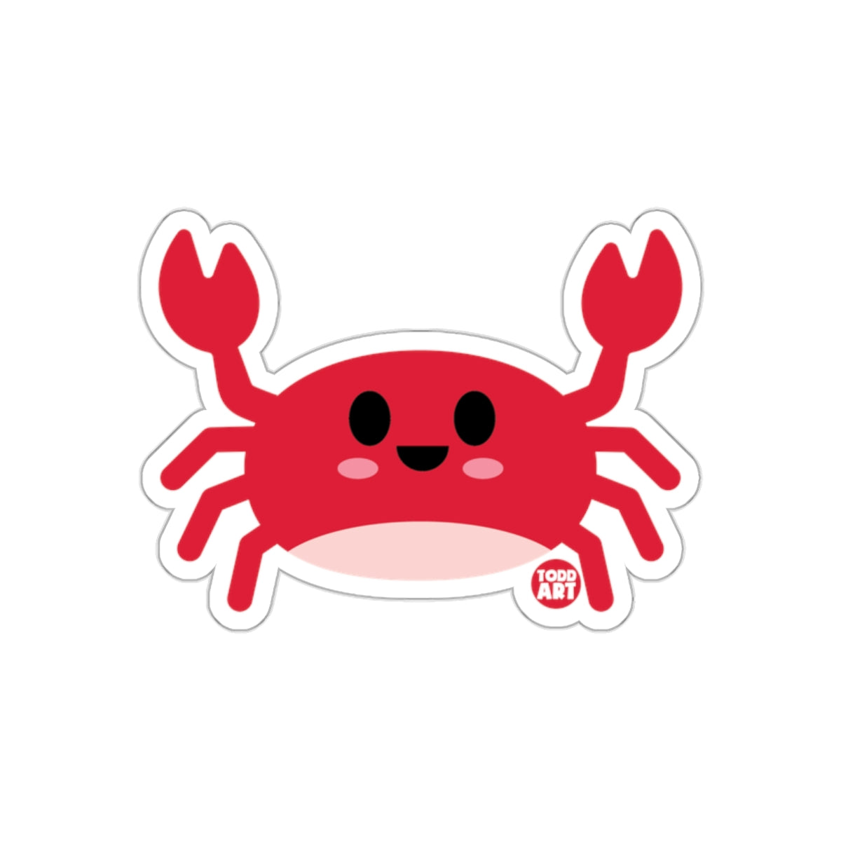 Cute Smiling Red Crab Sticker Todd Art Design Sticker