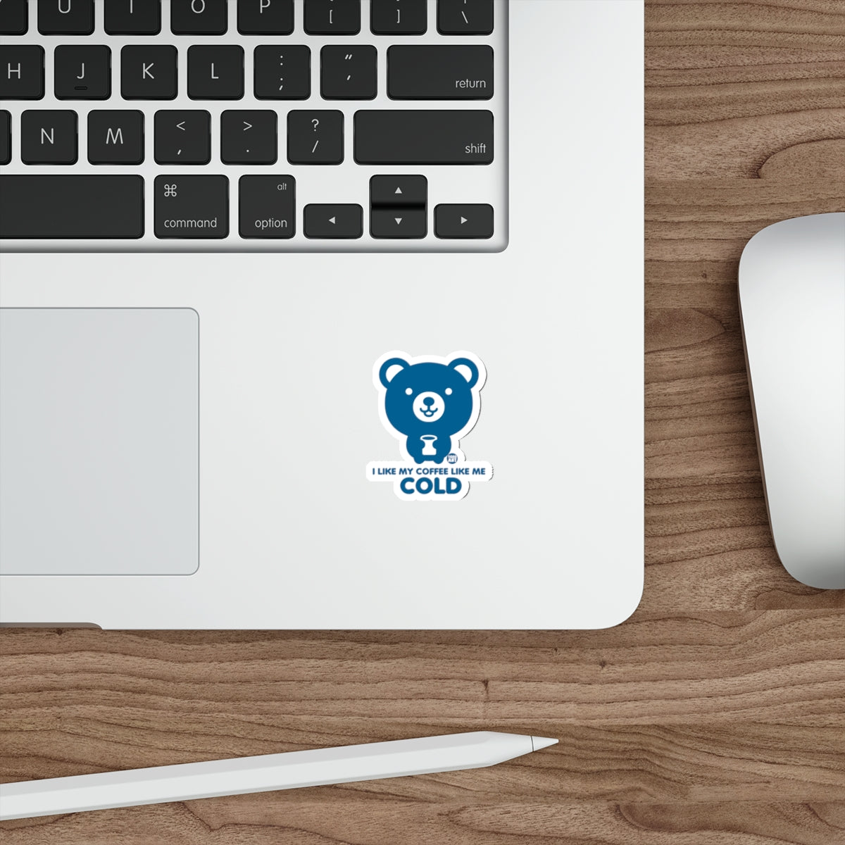 Cute Blue Bear I Like My Coffee Cold Sticker