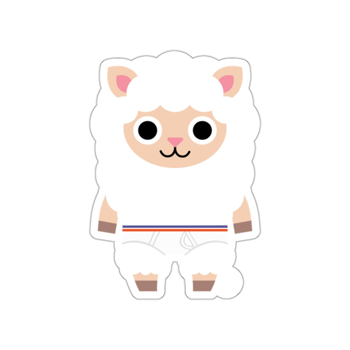 Cute White Llama Cartoon Character Sticker Decal