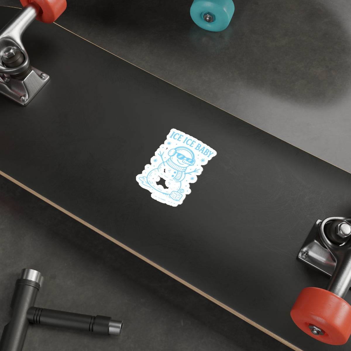 Ice Ice Baby Cool Snowman Skateboard Sticker 