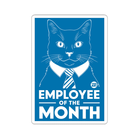 Cat Employee of the Month Blue Design Poster