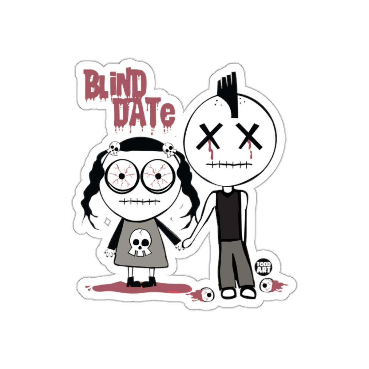 Blind Date Creepy Couple Cartoon Sticker