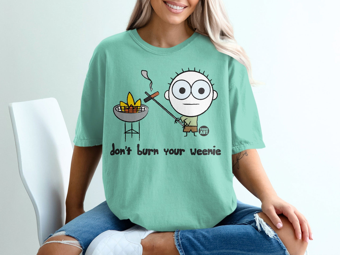 Don't Burn Your Weenie Graphic Tee Casual Shirt