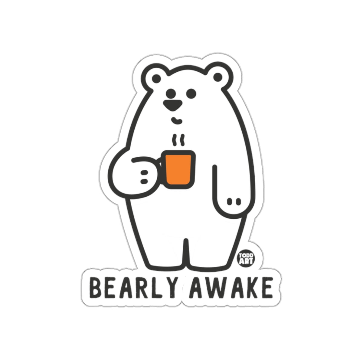 Bearly Awake Cute Bear Holding Coffee Sticker