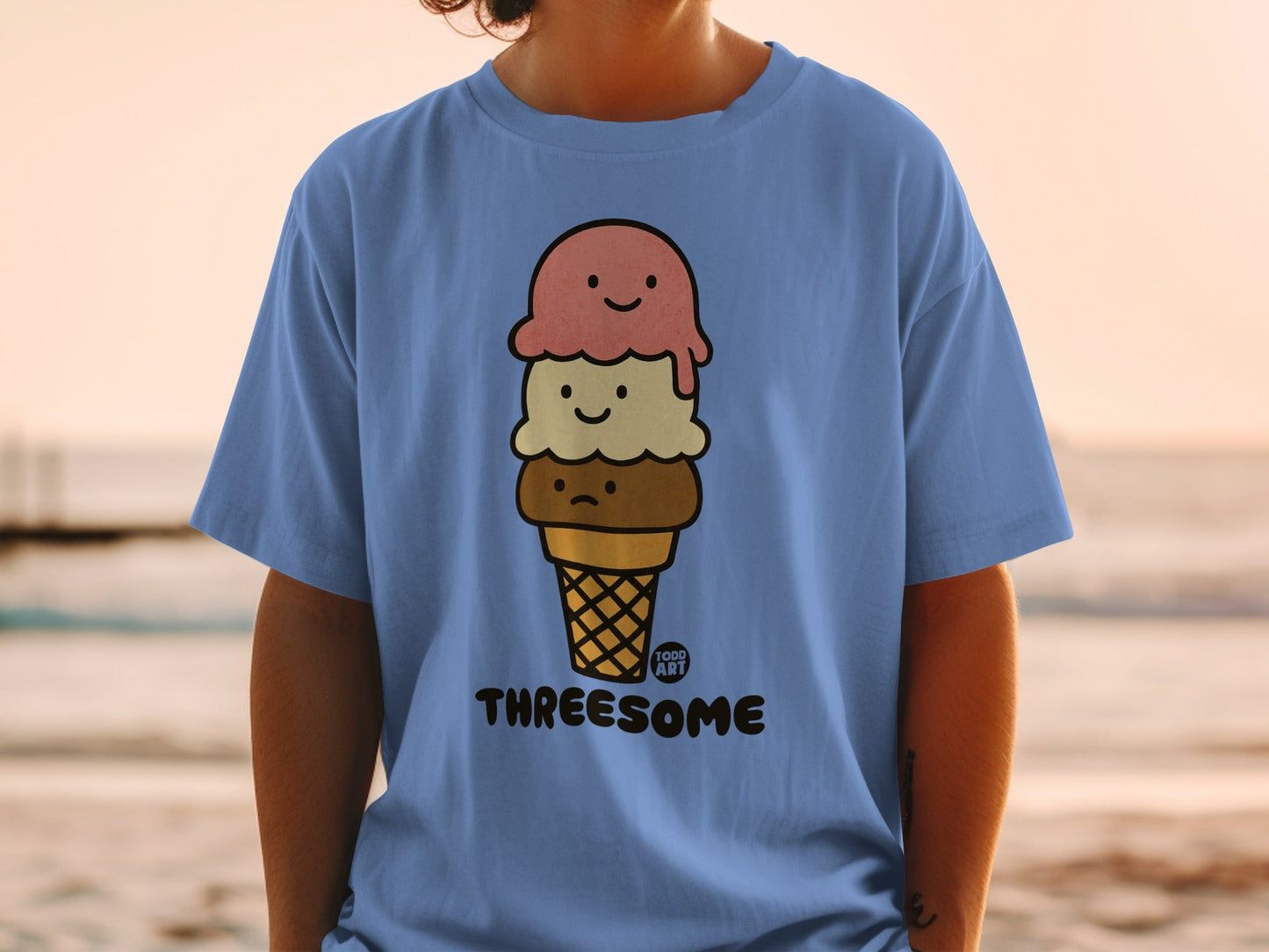 Cute Ice Cream Threesome Graphic T-shirt for Summer