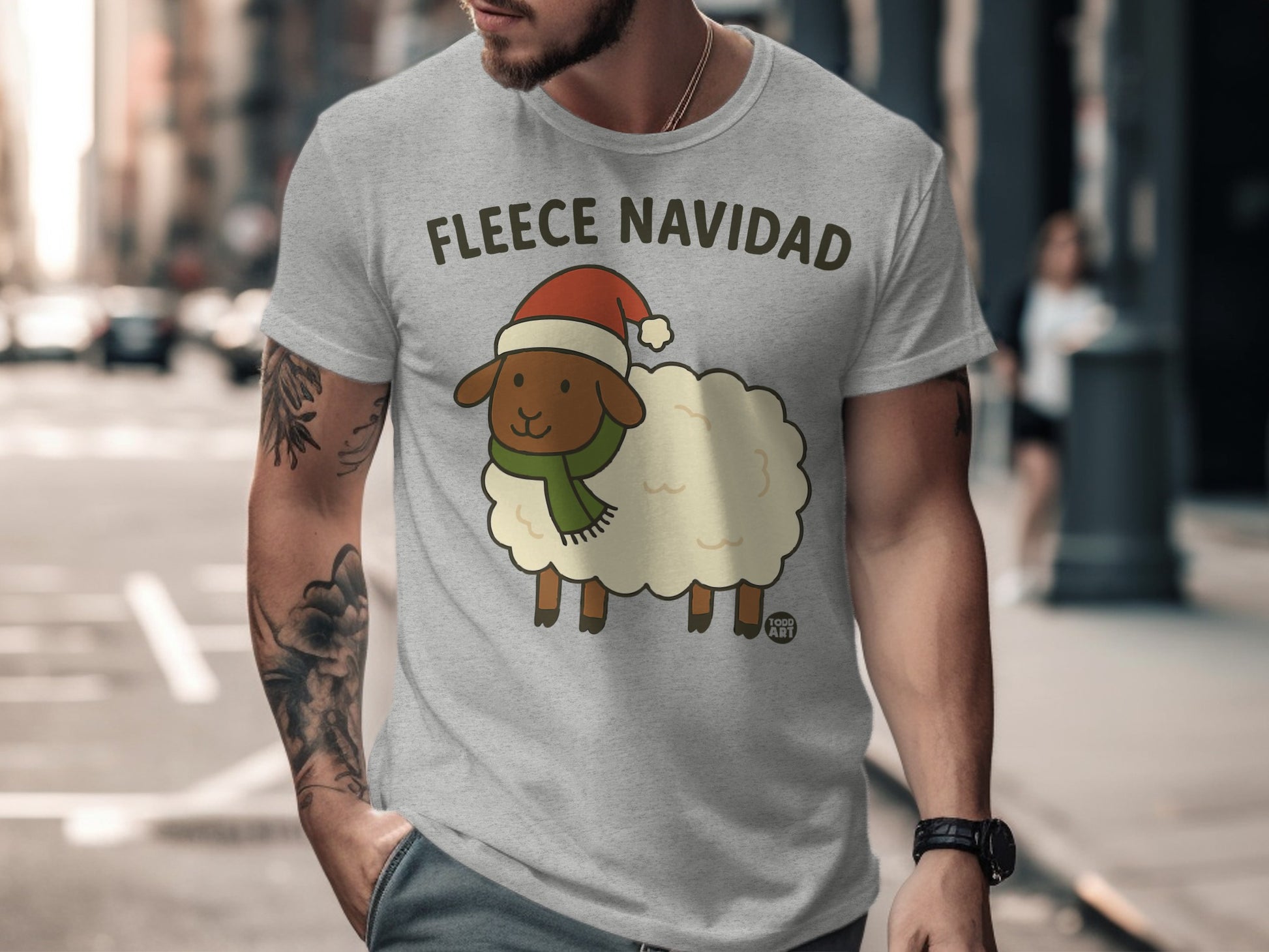 Fun Fleece Navidad Sheep Christmas Tee Shirt Product