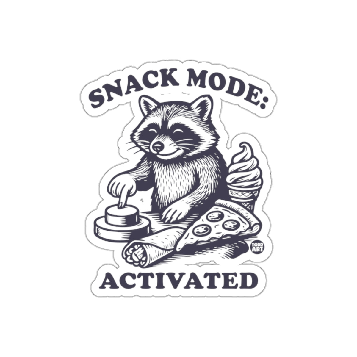 Snack Mode Activated With Raccoon Illustration Stickers
