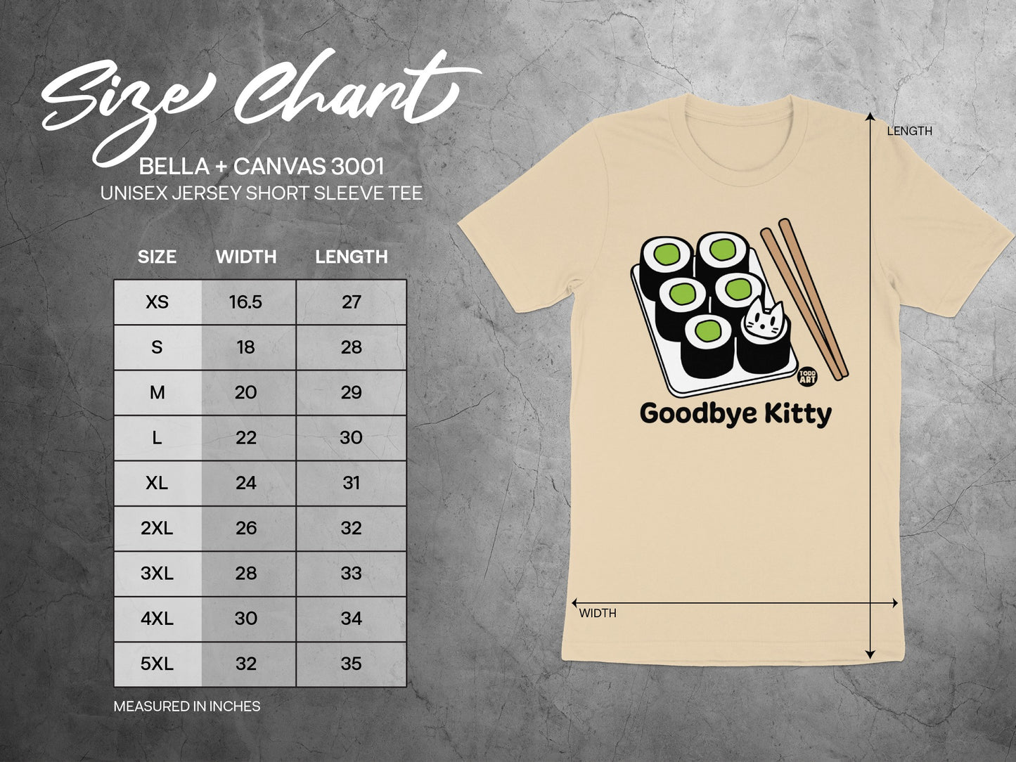 Goodbye Kitty Sushi Graphic Unisex Jersey Short Sleeve Tee