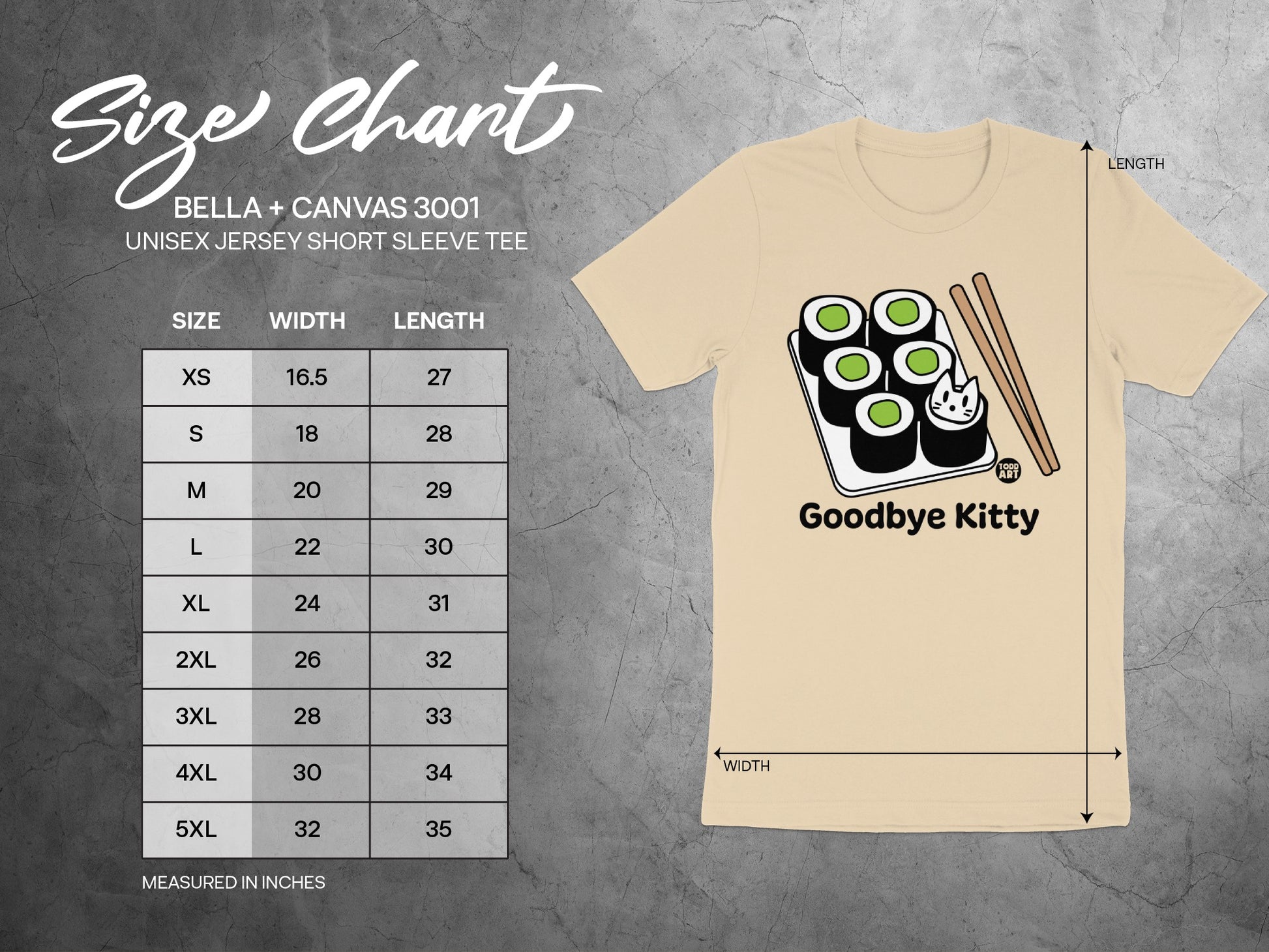 Goodbye Kitty Sushi Graphic Unisex Jersey Short Sleeve Tee