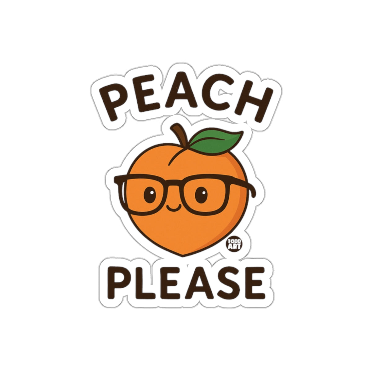 Cute Peach Please Funny Design Glasses Sticker