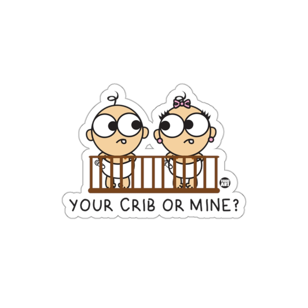 Your Crib Or Mine Cartoon Sticker for Kids Decor