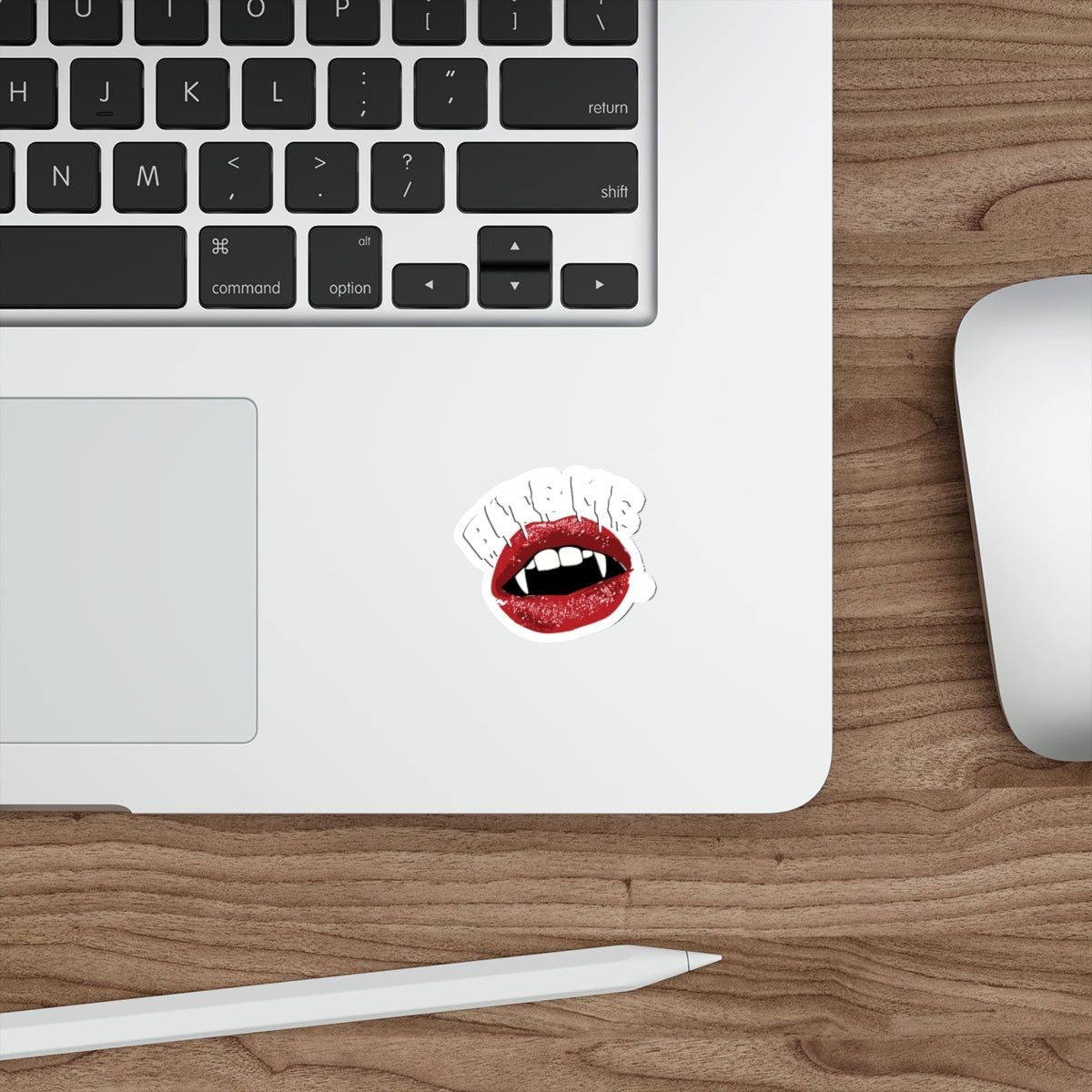 Red Lips Vampire Bite Design Laptop Sticker