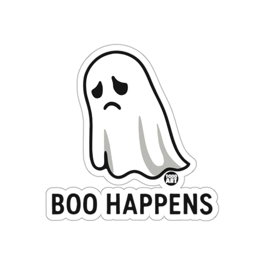 Boo Happens Sticker Funny Cute Sad Ghost Design