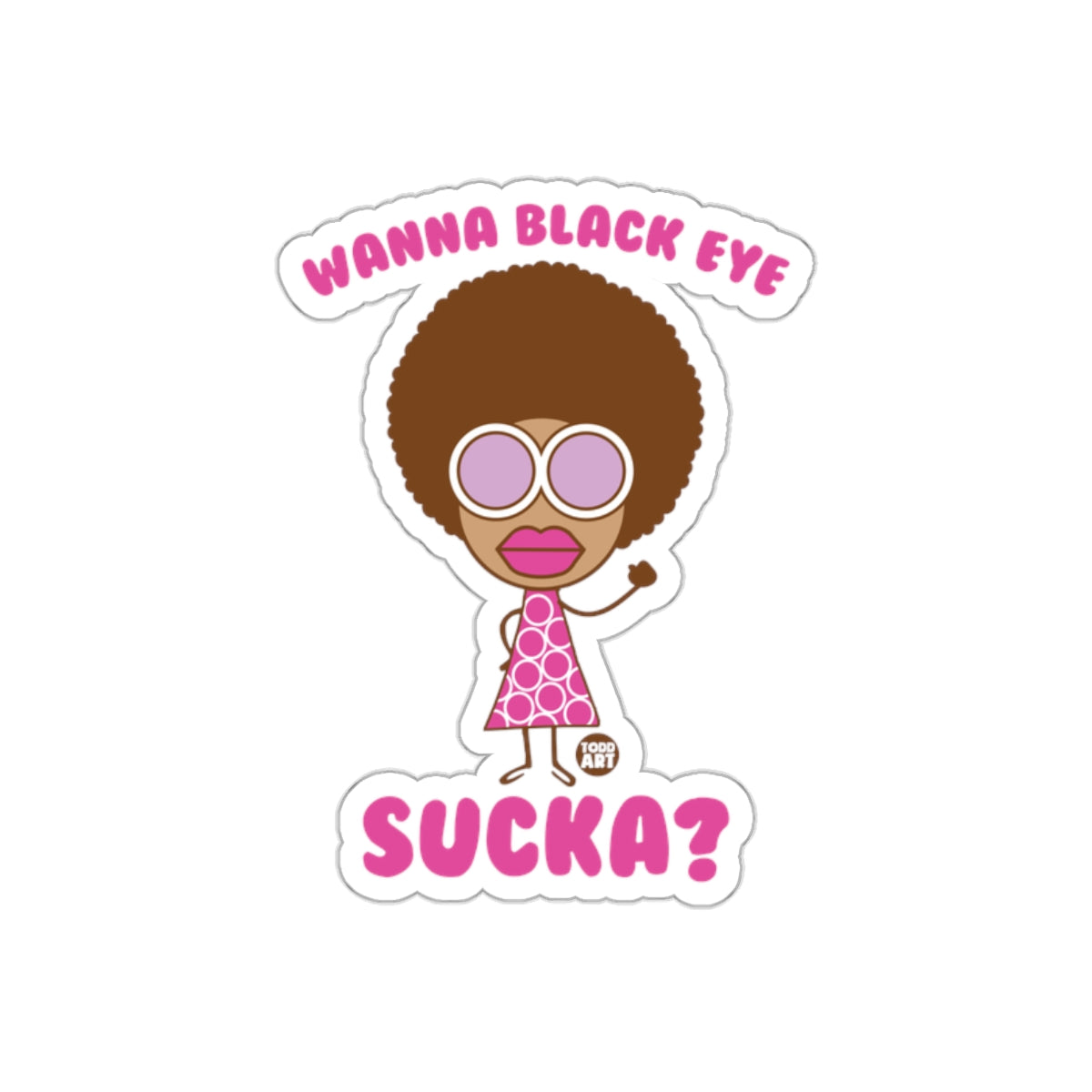 Wanna Black Eye Sucka Cute Art Sticker for Laptops