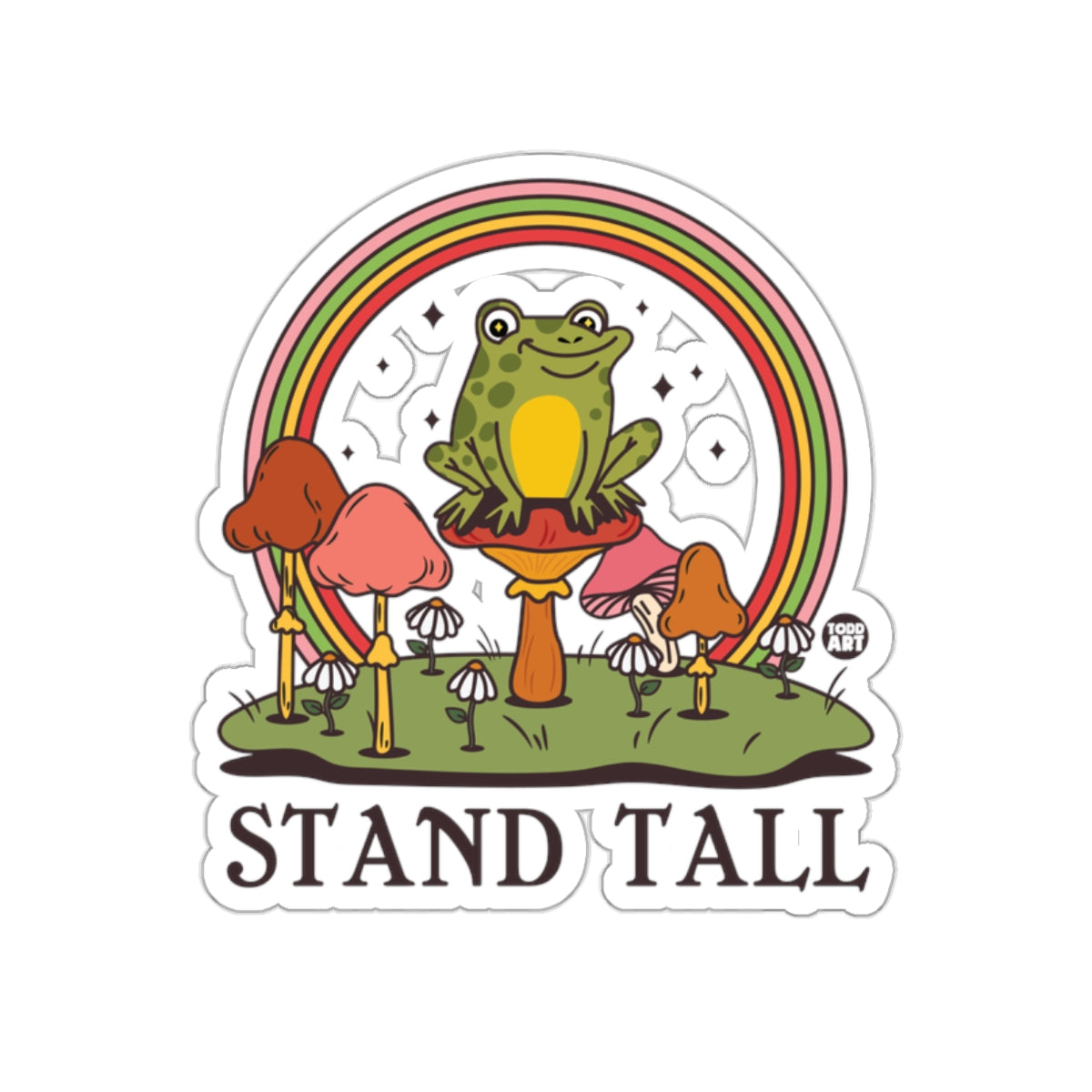 Stand Tall Frog with Mushrooms Sticker Design