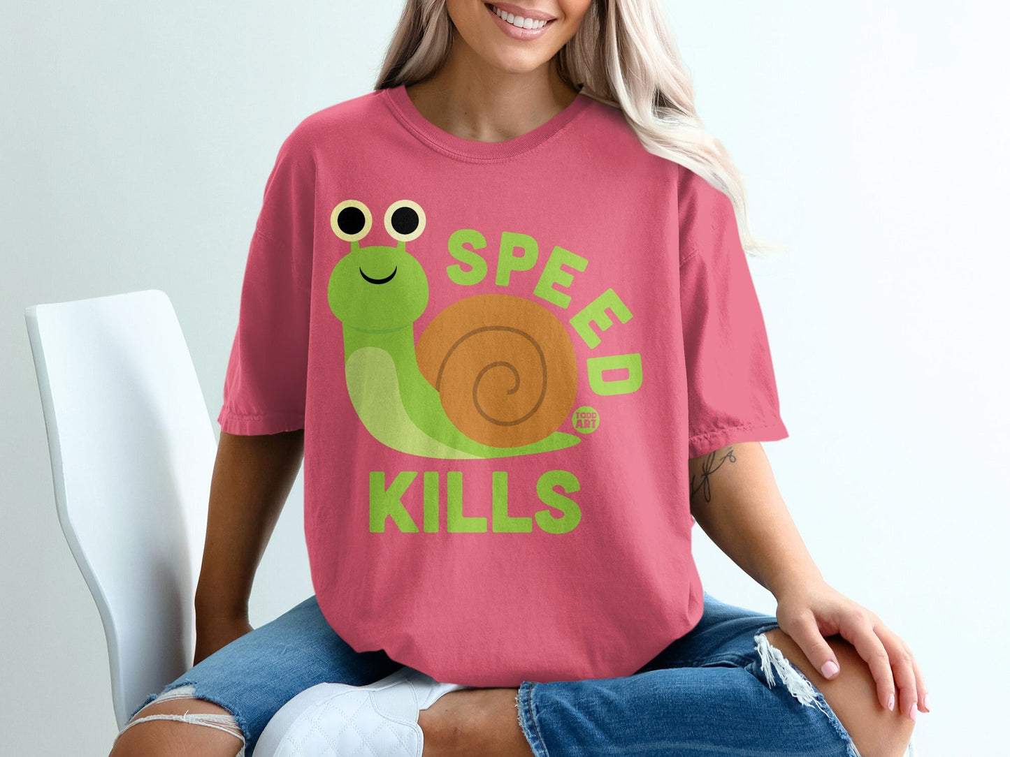 Speed Kills Snail Cartoon Graphic Tee Shirt