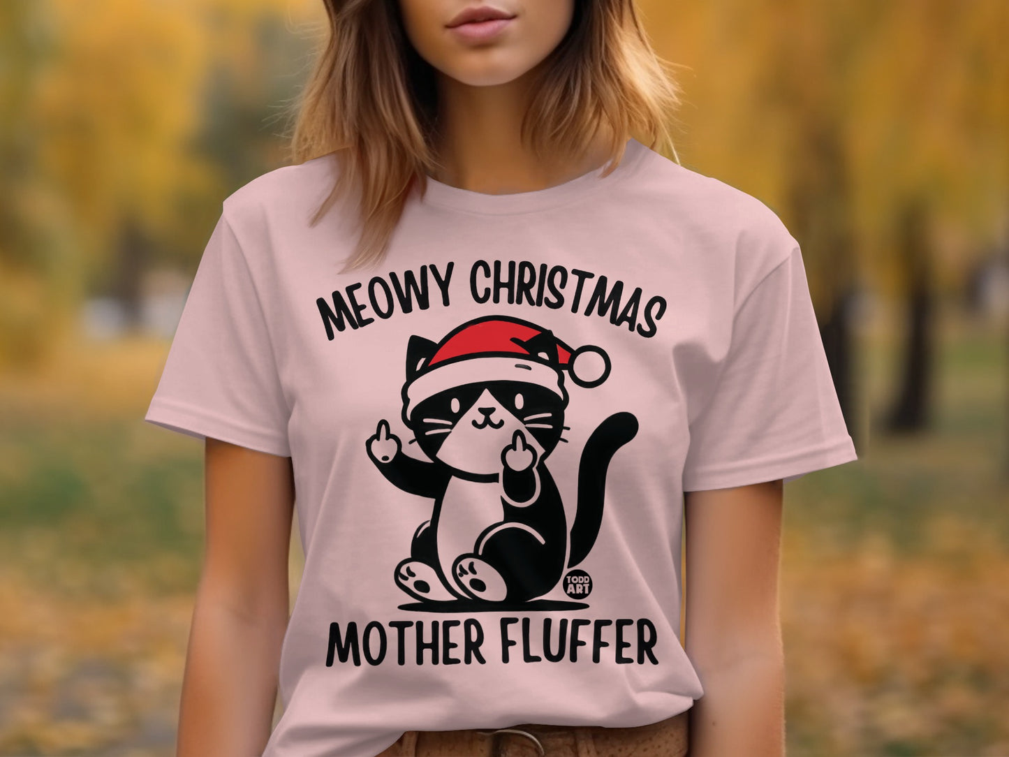Meowy Christmas Mother Fluffer Cat Lovers Tee